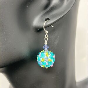 Costume jewelry flower glass earrings
